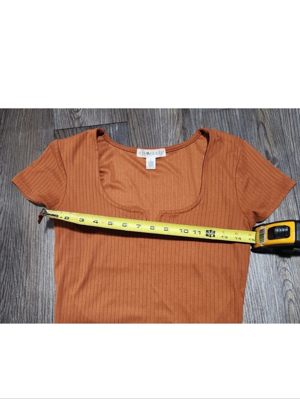 eye candy Rust Ribbed Notch Scoop Bodysuit - Picture 6 of 7